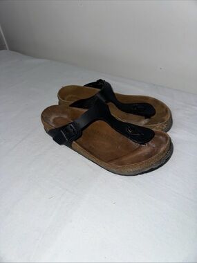 Birkenstock Gizeh Women’s Black and Brown Thong Sandals Size 9 Womens;7 Men’s